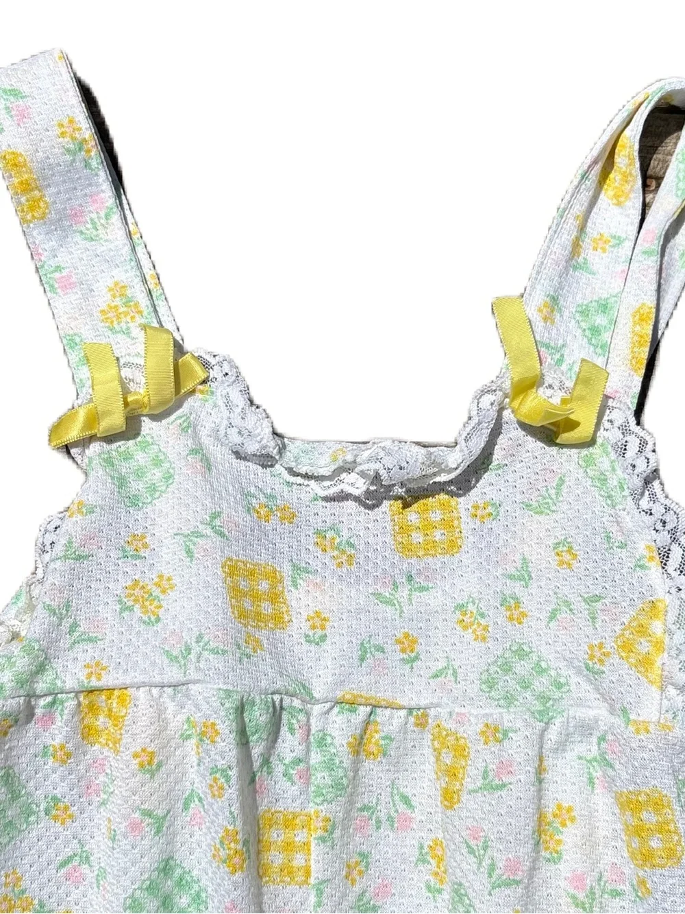 Vintage Carter’s Jumpsuit Sz 14 White Yellow Checkered